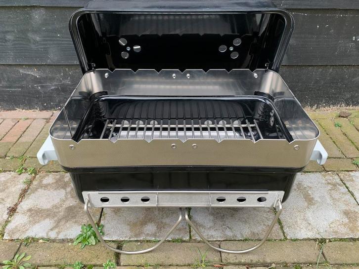 RVS Shaslick Spies Houder voor Weber Go Anywhere (WGA), Tuin en Terras, Houtskoolbarbecues, Zo goed als nieuw, Met accessoires
