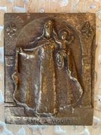 Bronzen plaquette van Heilige maagd Maria en kindje Jezus, Ophalen of Verzenden