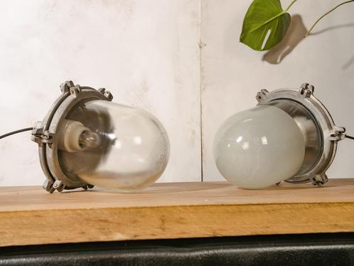 2X Bully Mijnlampen - EOW gepolijste hanglampen industrieel, Antiek en Kunst, Antiek | Lampen, Ophalen of Verzenden