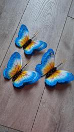 Vlinders van metaal blauw ophanghaak setje handgemaakt, Ophalen