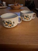 2 Retro Soepkommen met Fruitmotief. Samen voor, Gebruikt, Keramiek, Ophalen of Verzenden, Kom(men)