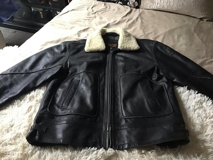 Pall Mall Leren Jas met Lammy Kraag, Kleding | Heren, Jassen | Zomer, Zo goed als nieuw, Maat 52/54 (L), Zwart, Ophalen of Verzenden