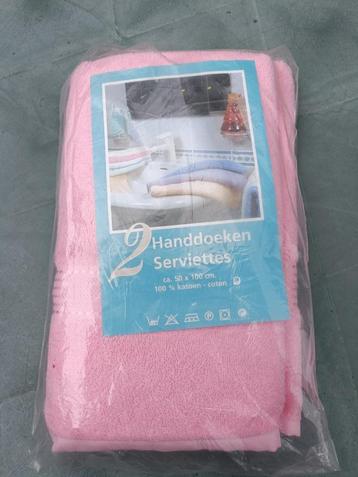 2 NIEUWE vintage katoen badstof handdoeken 50 x 100 cm (LD5) beschikbaar voor biedingen