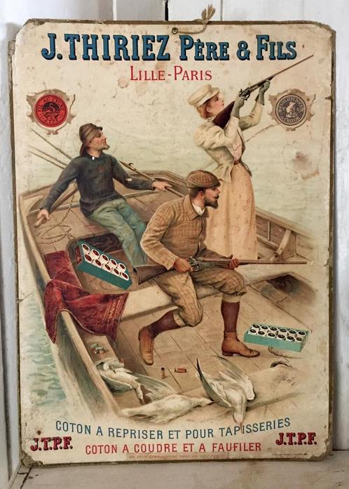 Brocante oude reclame plaat J Thieriz Fils, Antiek en Kunst, Curiosa en Brocante, Ophalen of Verzenden