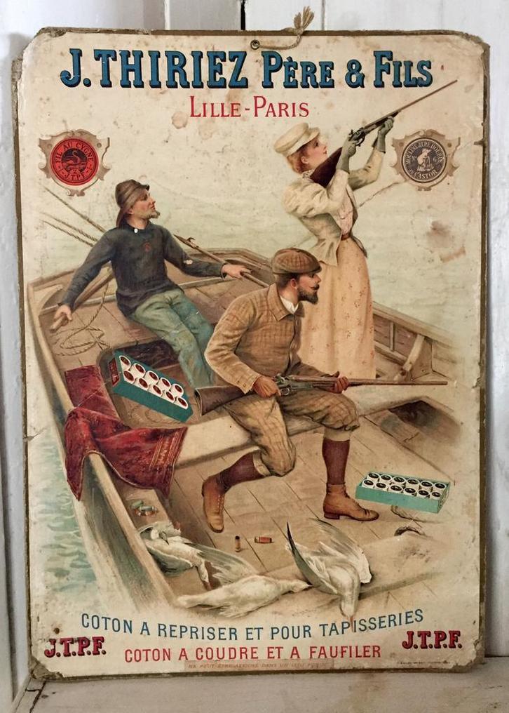 Brocante oude reclame plaat J Thieriz Fils, Antiek en Kunst, Curiosa en Brocante, Ophalen of Verzenden