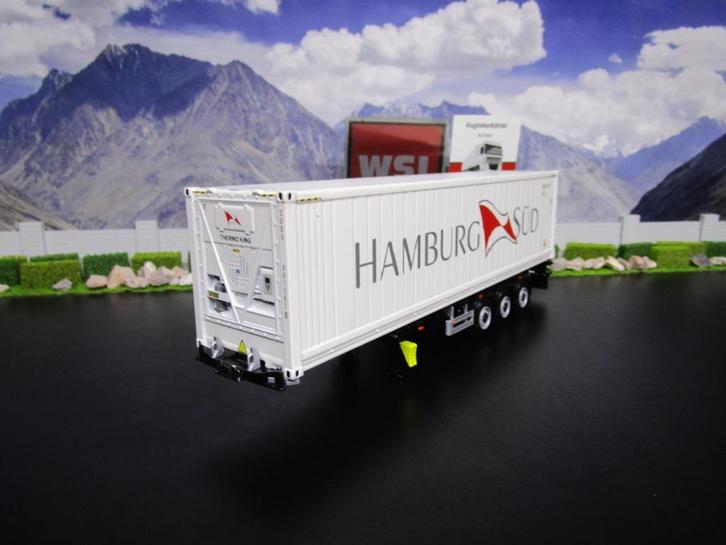 Wsi 03-1010 & 04-2186  Chassis & 40FT Hamburg Sud Reefer, Hobby en Vrije tijd, Modelauto's | 1:50, Nieuw, Bus of Vrachtwagen, Wsi