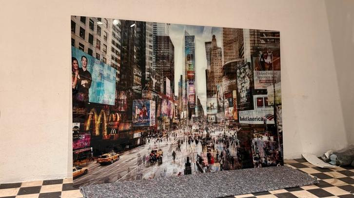 NYC Glazen Poster - 110x160cm, Huis en Inrichting, Woonaccessoires | Schilderijen, Tekeningen en Foto's, Zo goed als nieuw, Foto of Poster