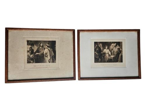 Set van 2 antieke religieuze prenten – ca. 1900, Antiek en Kunst, Kunst | Etsen en Gravures, Ophalen of Verzenden