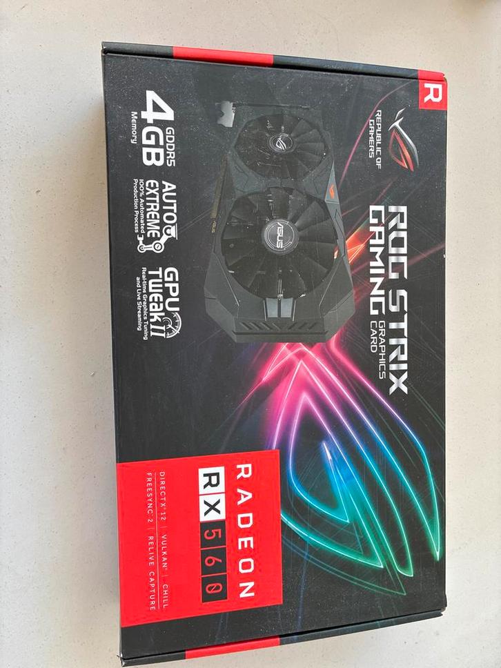 ASUS ROG Strix RX 560 4GB GDDR5 Grafische Kaart, Computers en Software, Videokaarten, Gebruikt, AMD, PCI-Express 3.0, GDDR5, HDMI