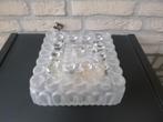 vintage plafondlamp van glas: vierkant, Huis en Inrichting, Lampen | Plafondlampen, Ophalen of Verzenden, Gebruikt, Glas