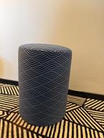 ronde poef custom made - blauw met witte Dedar Stof, Huis en Inrichting, Ophalen, Minder dan 50 cm, Rond, Minder dan 50 cm