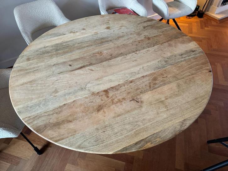 Bloomingville Avalon Eettafel - Mangohout - Ø145cm, Huis en Inrichting, Tafels | Eettafels, Gebruikt, 100 tot 150 cm, 50 tot 100 cm