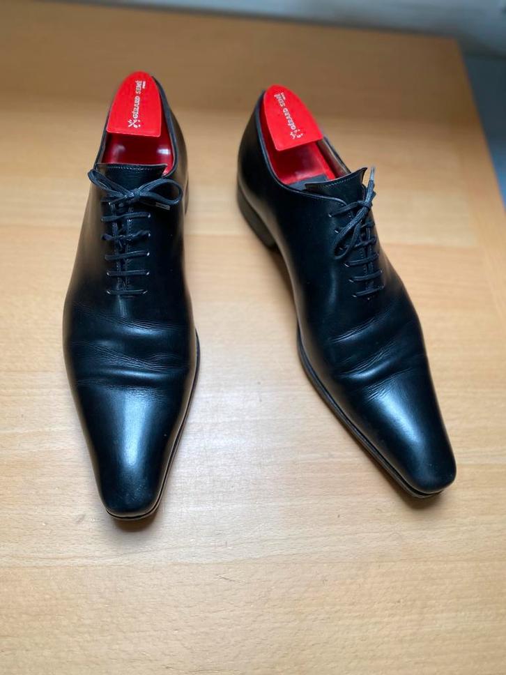 Stijlvolle zwarte leren franse schoenen Gerard Sene 10,5, Kleding | Heren, Schoenen, Zo goed als nieuw, Veterschoenen, Zwart, Ophalen of Verzenden