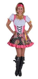 Zigeunerin jurkje carnaval foute party maat 42/44 z.g.a.n., Ophalen of Verzenden, Zo goed als nieuw, Maat 42/44 (L), Carnaval