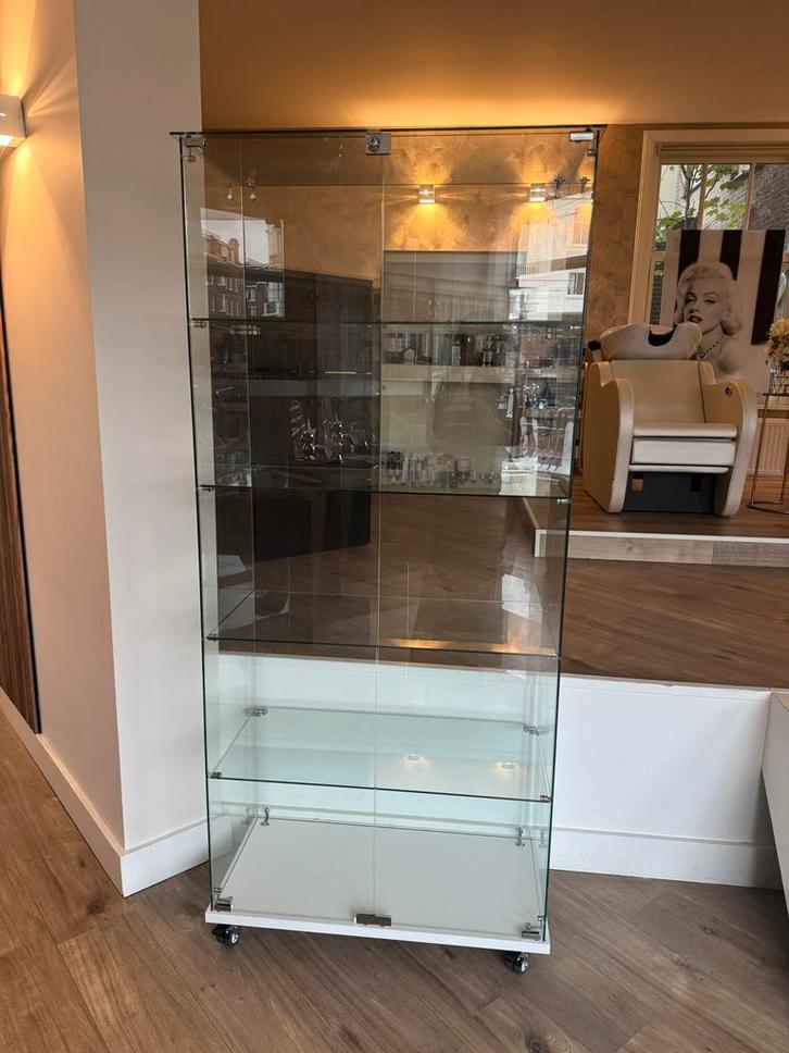 Glazen Vitrinekast met Slot, Huis en Inrichting, Kasten | Vitrinekasten, Gebruikt, 150 tot 200 cm, 50 tot 100 cm, 25 tot 50 cm