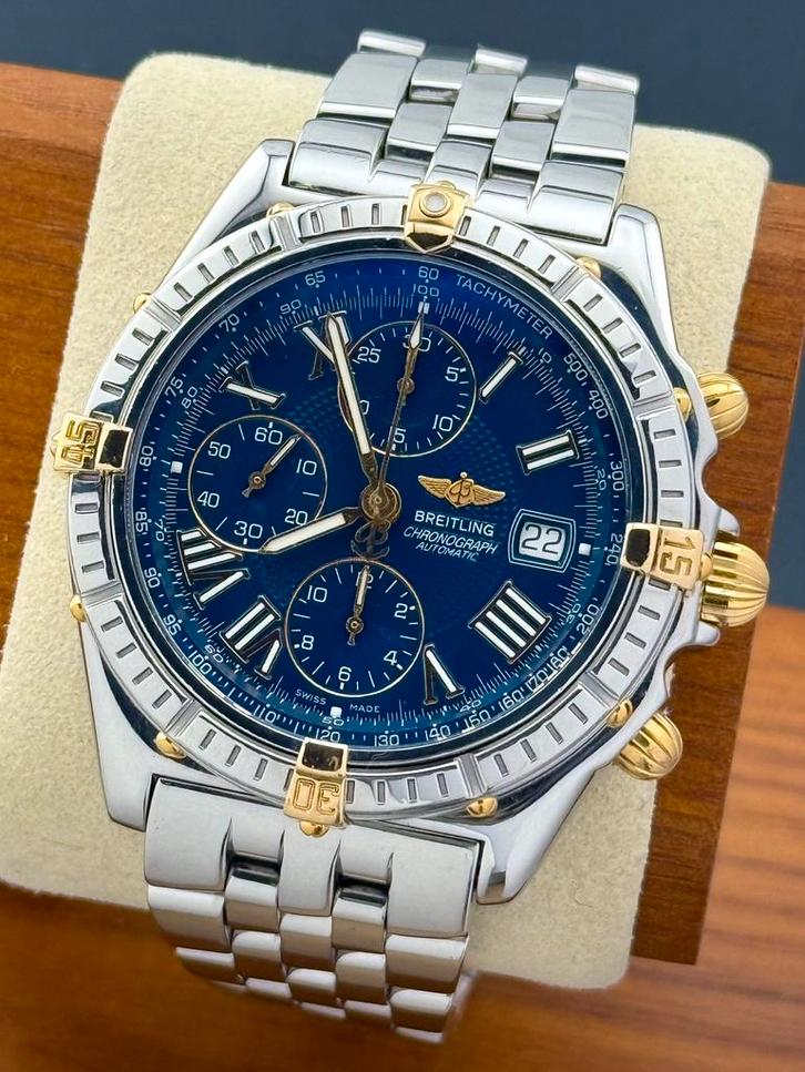 Breitling Crosswind B13055 Blauw Staal Goud, Sieraden, Tassen en Uiterlijk, Horloges | Heren, Zo goed als nieuw, Overige merken