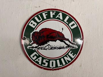 Reclamebord Buffalo Gasoline emaille pompschild USA Benzine 