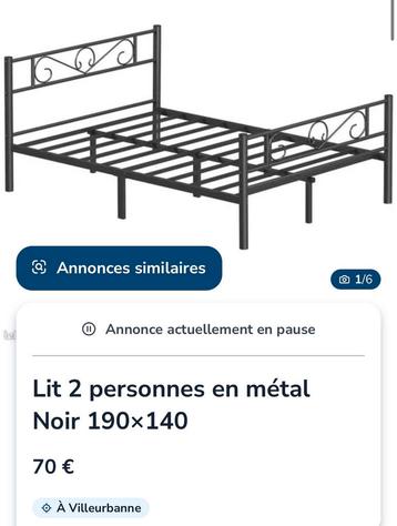 Metalen Bedframe - Tweepersoons - Zwart beschikbaar voor biedingen