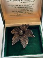 Vergulde sterling silver broche Flora Danica, 4 tot 7 cm, Ophalen of Verzenden, Zo goed als nieuw, Goud