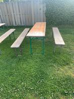 Biertafel set verhuur, Ophalen of Verzenden, Zo goed als nieuw, Rechthoekig, Hout