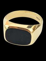 14 karaats gouden Heren Zegelring met Zwarte onyx steen, Sieraden, Tassen en Uiterlijk, Ringen, 20 of groter, Verzenden, ., Heer