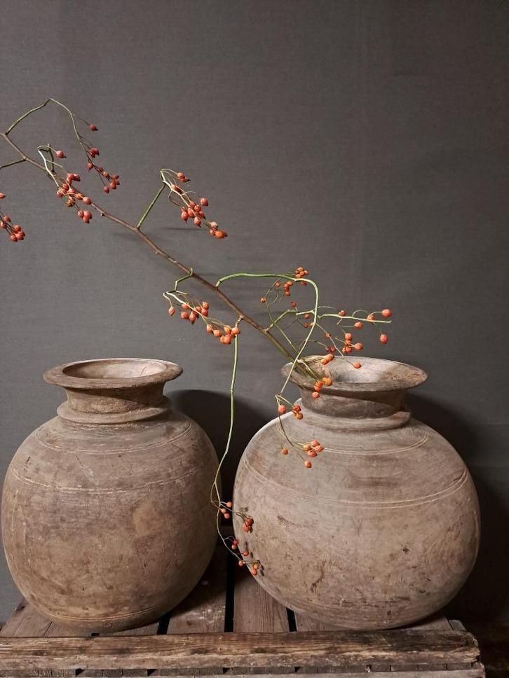 sober mooi geleefde houten bolle potten lage prijs! €39,95, Huis en Inrichting, Woonaccessoires | Overige, Nieuw, Ophalen of Verzenden