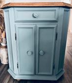 Blauw kastje met lade en deurtjes, Antiek en Kunst, Antiek | Meubels | Kasten, Ophalen