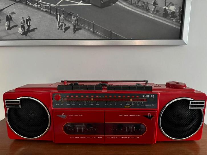 Philips moving sound radio cassetterecorder /ghettoblaster, Audio, Tv en Foto, Radio's, Gebruikt, Radio, Ophalen of Verzenden