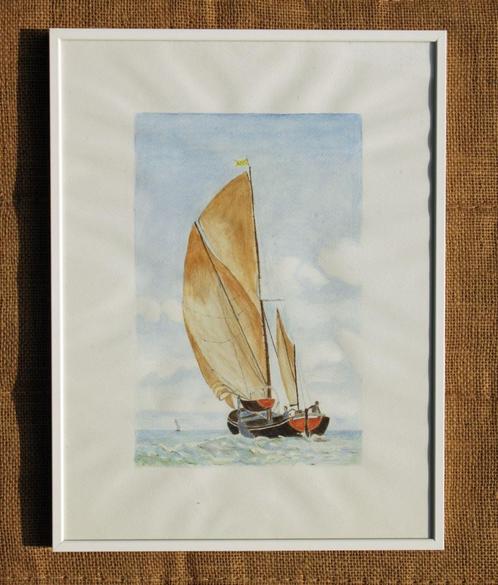 schilderij  Tjalk  25, Huis en Inrichting, Woonaccessoires | Schilderijen, Tekeningen en Foto's, Nieuw, Schilderij, Minder dan 50 cm