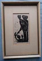 Houtsnede 1961 baptising? gesigneerd, Antiek en Kunst, Kunst | Etsen en Gravures, Ophalen of Verzenden