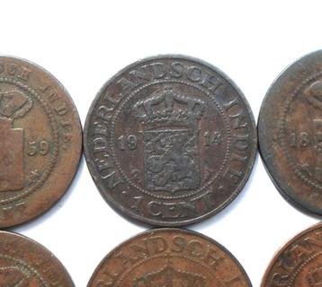 Nederlands-Indië lot met 10 verschillende centen beschikbaar voor biedingen