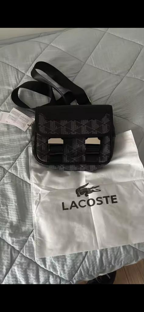 Lacoste tas orgineel noir gris, Ophalen of Verzenden, Nieuw, Zwart, Leer
