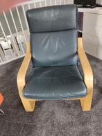 Comfortabele fauteuil met lederen bekleding, Huis en Inrichting, Ophalen, Gebruikt, Minder dan 75 cm, 50 tot 75 cm