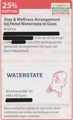 Hotel Waterstate, Goes. Postcodeloterij kortingsbon., Drie personen of meer, 3 overnachtingen of meer