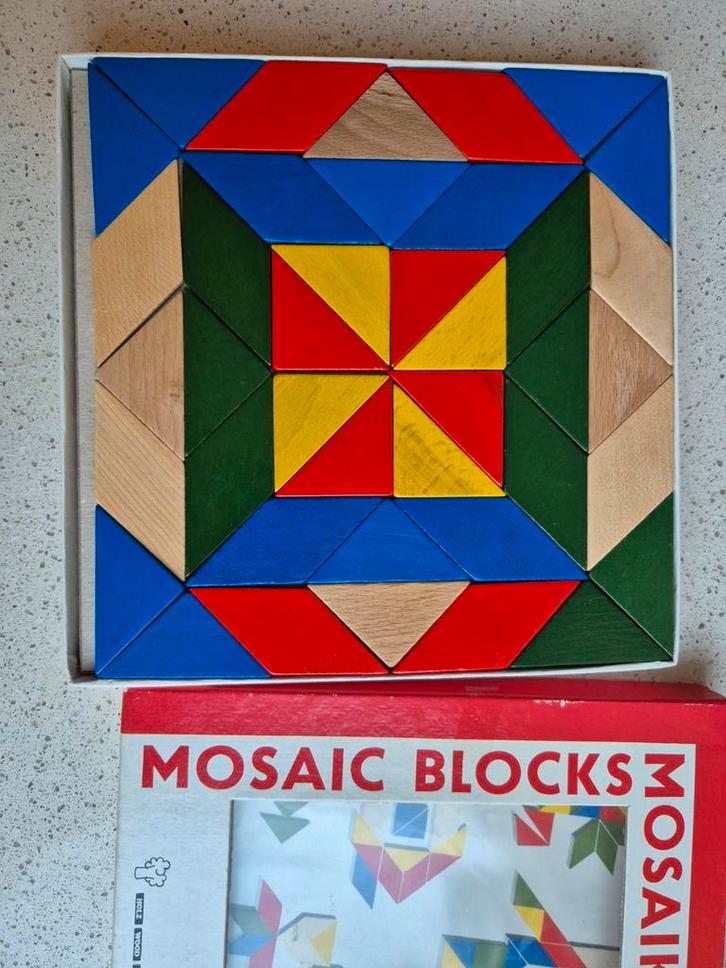 Vintage Houten Mozaïek Puzzel, Hobby en Vrije tijd, Knutselen, Gebruikt, Knutselwerk, Ophalen of Verzenden