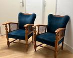 Twee blauwe stoeltjes, Huis en Inrichting, Fauteuils, Ophalen, Gebruikt, 75 tot 100 cm, 50 tot 75 cm