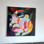 Kleurrijk schilderij 1m x 1m., Antiek en Kunst, Ophalen