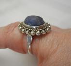 Zilveren vintage ring met blauwe steen ringmaat 16.5 nr.703, Sieraden, Tassen en Uiterlijk, Ophalen of Verzenden, Dame, Kleiner dan 17