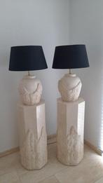 Fossielesteen Zuilen met schemerlampen., Huis en Inrichting, Woonaccessoires | Zuilen en Pilaren, Ophalen, Gebruikt