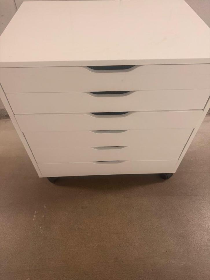 Ikea Alex brede ladenblok op wielen 6 laden Wit, Huis en Inrichting, Kasten | Ladekasten, Gebruikt, Minder dan 100 cm, 50 tot 100 cm