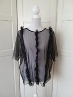 Monki zwarte ruches tule gaas top, maat M (valt als XL), Kleding | Dames, Maat 38/40 (M), Zwart, Ophalen of Verzenden, Korte mouw