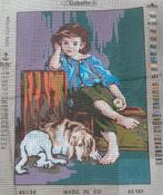 Cado voorbedrukt borduurstramien jongen met hond  101, Hobby en Vrije tijd, Borduren en Borduurmachines, Ophalen of Verzenden