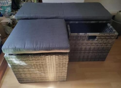 Loungeset  2 of 3 zits met opbergruimte, Tuin en Terras, Tuinsets en Loungesets, Nieuw, Loungeset, Kunststof, 2 zitplaatsen, Bank
