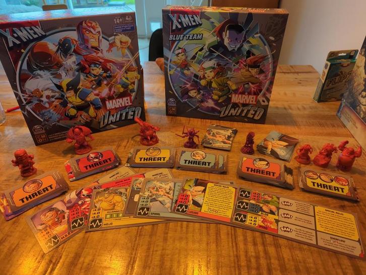Marvel united X-men (Core + Blue team + KS promo karakters), Hobby en Vrije tijd, Gezelschapsspellen | Bordspellen, Zo goed als nieuw