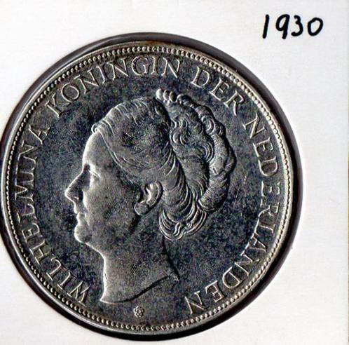 2½ Gulden - Wilhelmina 1930, Postzegels en Munten, Munten | Nederland, Losse munt, 2½ gulden, Koningin Wilhelmina, Zilver, Ophalen of Verzenden