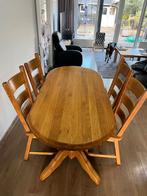 Eiken Eettafel met 4 stoelen Eethoek, Huis en Inrichting, Tafels | Eettafels, Ophalen, Gebruikt, Eikenhout, 50 tot 100 cm