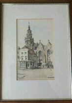 ingekleurde litho met aquarel Gouda gesigneerd Bob Brobbel., Antiek en Kunst, Kunst | Litho's en Zeefdrukken, Ophalen