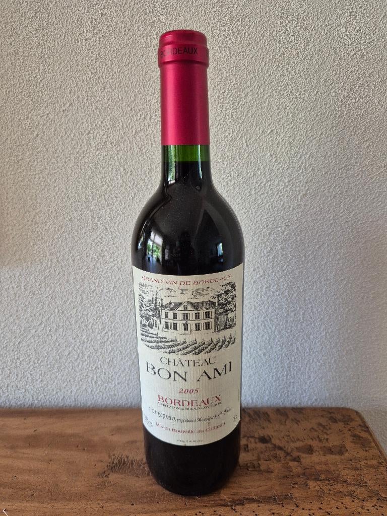 2005 chateau bon ami grand vin de bordeaux, Frankrijk, Ophalen of Verzenden, Zo goed als nieuw, Rode wijn