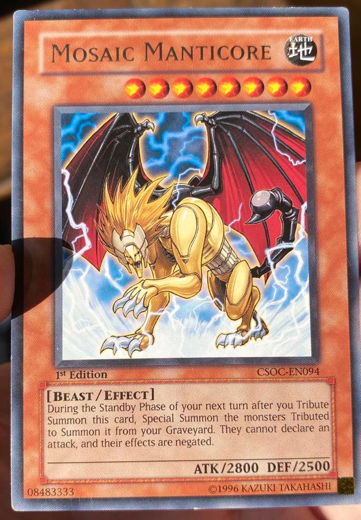 Yu-Gi-Oh! Mosaic Manticore CSOC 1st Edition !, Hobby en Vrije tijd, Verzamelkaartspellen | Yu-gi-Oh!, Gebruikt, Losse kaart, Verzenden