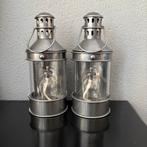 2 lantaarns, rvs look, olielamp, Huis en Inrichting, Woonaccessoires | Kandelaars en Kaarsen, 25 tot 50 cm, Nieuw, Ophalen of Verzenden